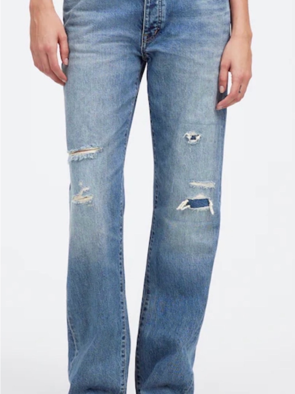 Madewell Women's Light Blue Distressed Straight-Leg Jeans